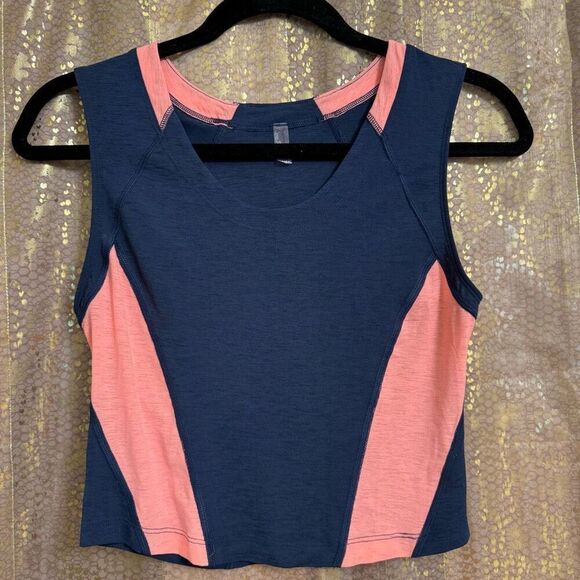 Free People Movement Color Block Blue Pink Tank Top XS - Picture 1 of 5